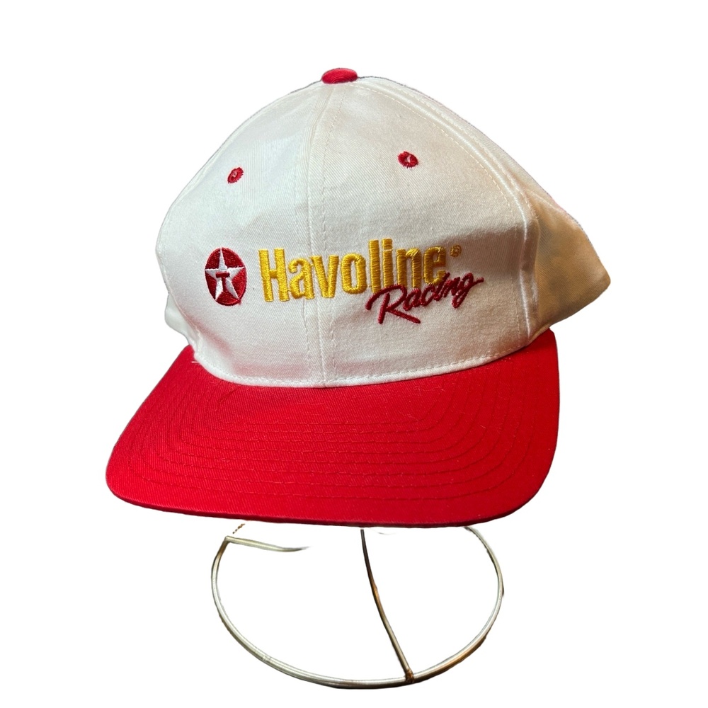 Vintage Havoline Racing Texaco Snapback Hat White Red Embroidered Logo Cap